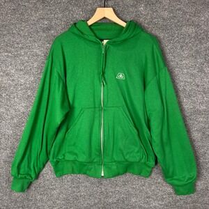 VTG Pioneer Hi Bred International Johndeer Zip Hoodie Sweatshirt Large Green